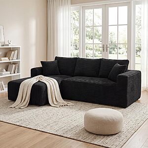 Discounted 92.5" Modular L-Shaped Cloud Sectional Sofa 92.5" Modular L-Shaped Cloud Sectional Sofa in black, left facing
