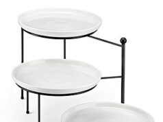 $29.99 – 3-Tier 10″ MALACASA Porcelain Serving Tray Stand w/ Black Metal Rack (White or Black) w/ S&S + Free Shipping w/ Prime or on $35+ 3-Tier 10" MALACASA Porcelain Serving Tray Stand w/ Black Metal Rack (White or Black) w/ S&S + Free