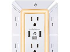 $9.98 – POWRUI Multi Plug 6 Outlet Surge Protector Extender with 3 USB Ports (1 USB C) and Night Light, 3-Sided Power Strip with Adapter Spaced Outlets, ETL Listed, White POWRUI Multi Plug 6 Outlet Surge Protector Extender with 3 USB Ports (1 USB C) and Night Light, 3-Si