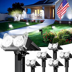 deal-918 Prime Members: 6-Count LETMY IP65 Waterproof Outdoor Wall/Ground Solar Spot Lights w/ 14 LEDs & 2 Mo