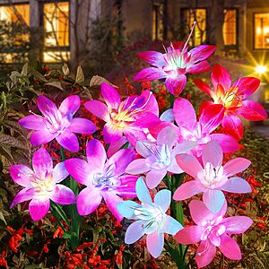 Aukora Solar LED Lily Flower Garden Lights Deal 5-Pack Aukora Solar LED Lily Flower Garden Lights w/ 7-Color Changing
