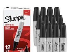 $6.82 – S&S AMAZON FS PRIME or $35 Sharpie Permanent Markers, Chisel Tip, Black, 12 Count – Home, School, Office Supplies 12-count pack of Sharpie Permanent Markers, Chisel Tip