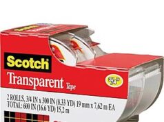 $1.00 – $1 | 2-Rolls Scotch 3M Transparent Adhesive Tape (3/4″x250″) at Amazon 2-Rolls Scotch 3M Transparent Adhesive Tape