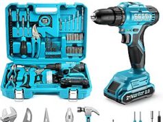 $35.99 – 190-Piece SEESII 21V Cordless Drill & Home Tool Kit w/ Flexible Shaft Attachment, Toolbox, 2.0Ah Battery & Charger + Free Shipping SEESII 190-Piece Home Tool Kit with Cordless Drill