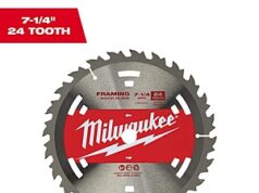 $5.97 – Milwaukee 7-1/4 in. x 24-Tooth Wood Cutting Framer Circular Saw Blade Now at Home Depot Milwaukee 7-1/4 in. x 24-Tooth Wood Cutting Framer Circular Saw Blade