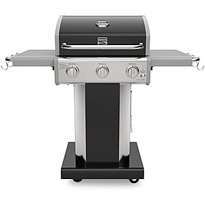Kenmore Gas Grill Deal Kenmore 3-Burner Propane Gas Grill with Cast Iron Grates and Folding Side Tables (Black)