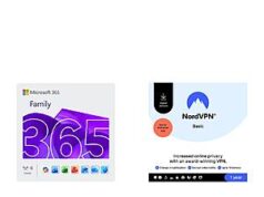 $84.99 – Microsoft 365 Family 12-Month Subscription + 1-Year NordVPN Basic, Premium VPN Service Microsoft 365 Family subscription and NordVPN Basic, Premium VPN service bundle