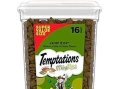 $17.58 – SnS, AC * | 3 x 16-Oz Temptations Classic Crunchy & Soft Cat Treats Tub (Catnip Fever Flavor) at Amazon sns 1758 16oz temptations product image