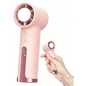 NesveCit Handheld Portable Fan Deal NesveCit Rechargeable Handheld Portable Fan in pink or grey