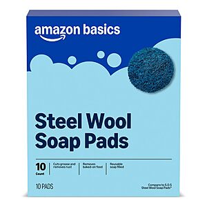 Amazon Basics Steel Wool Soap Pads deal 10-count Amazon Basics Steel Wool Soap Pads