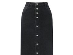 $9.99 – Belle Poque Jean Skirts for Women – High Waisted Stretch Button Front Slit Midi Skirt with Pockets in Black (Size 6) at with Coupon Code L4E7OPJ7 Belle Poque High Waisted Stretch Jean Skirt with pockets and slit