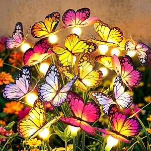 2-Pack Bonlion Garden Stake Lights Deal 2-Pack Bonlion Solar Swaying Butterfly Garden Stake Lights