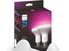 $39.98 – | 2-Pack Philips Hue BR30 85W White & Color Ambience Smart LED Light Bulbs at Amazon Philips Hue BR30 smart LED light bulbs