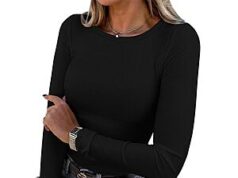 $4.99 – PRETTYGARDEN Women’s Crewneck Long Sleeve Tops (Black or White) – + Free Shipping w/ Prime or on $35+ PRETTYGARDEN Women's Crewneck Long Sleeve Tops in black and white