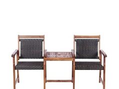 $80.75 – Costway 2-Seat Patio Rattan Bench Acacia Wood Frame Table w/ Umbrella Hole + Free Shipping Costway 2-Seat Patio Rattan Bench with Acacia Wood Frame and Umbrella Hole
