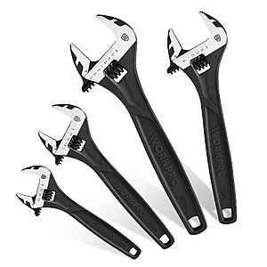 deal-16 4-Piece WORKPRO Adjustable Wrench Set (6", 8", 10" & 12") + Free Shipping w/ Prime or on +
