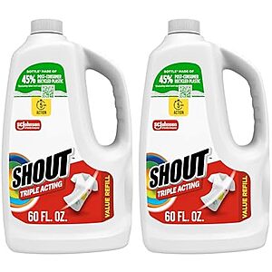 Deal on SHOUT Active Enzyme Laundry Stain Remover Spray 2-Pack 60-Oz SHOUT Active Enzyme Laundry Stain Remover Spray