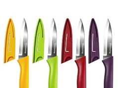 $5.39 – 4-Count Gourmetop 3.8″ Stainless Steel Paring Knives w/ Blade Covers (Colorful) + Free Shipping w/ Prime or on $35+ 4count gourmetop stainless steel product image