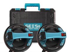 $44.99 – 2-Count 8″ SEESII 600-Lb Electric Suction Cups w/ Digital Displays, 4 x 2400mAh Batteries & Storage Case + Free Shipping 2-Count 8" SEESII Electric Suction Cups in use