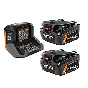RIDGID 18V MAX Output Starter Kit deal at HomeDepot RIDGID 18V MAX Output Starter Kit with two 4.0Ah batteries and charger