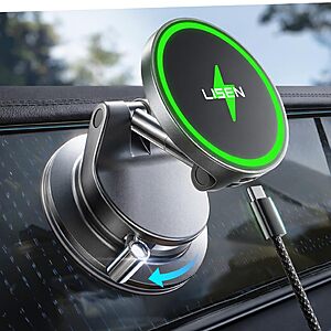 LISEN MagSafe Car Mount Charger deal LISEN 15W MagSafe Car Mount Phone Charger with 3.3' USB-C cable