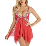 ADOREJOY Lingerie for Women Lace Babydoll Set Front Closure Chemise Nightwear (red,L) Now Available at Lowest Price Ever on Amazon