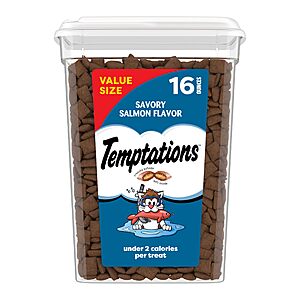 S&S Temptations Cat Treats on sale at Amazon S&S Temptations Cat Treats in savory salmon flavor tub
