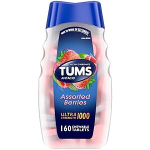 TUMS Berries Deal at Amazon 160-Ct TUMS Ultra Strength Chewable Antacid Tablets (Berries) on Amazon