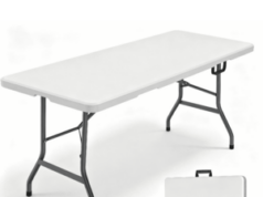 $38.99 – HOQBN 6 Foot Folding Table, Indoor Outdoor Table, White HOQBN 6-foot folding table in white