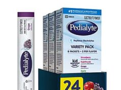 $15.00 – Pedialyte Electrolyte Powder Packets, On-the-Go Hydration Variety Pack (8 count/pack of 3) $15 pedialyte electrolyte powder packets product image