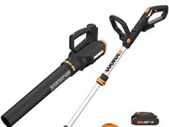 $95.99 – | WORX 20V 12″ Cordless String Trimmer & 360CFM Leaf Blower Kit, WG928 at Amazon WORX 20V Cordless String Trimmer & Leaf Blower Kit in box