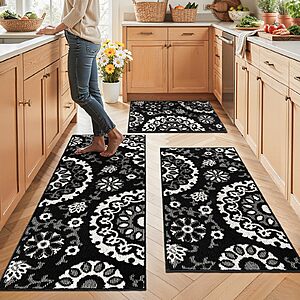 Yamaziot Kitchen Rug Set Deal 3-Piece Yamaziot Non-Slip Washable Kitchen Rug Set