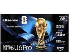 $599.99 – * | 65″ Hisense U6 Pro Mini-LED ULED 4K 144Hz Dolby Vision IQ Smart Fire TV at Amazon Hisense U6 Pro mini-LED 4K smart TV in black