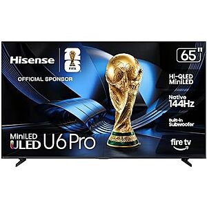 Hisense U6 Pro TV deal Hisense U6 Pro mini-LED 4K smart TV in black