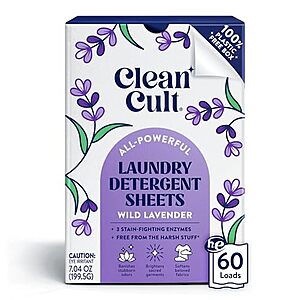 Cleancult Wild Lavender Laundry Detergent Sheets Deal on Amazon Cleancult 60-Count Laundry Detergent Sheets (Wild Lavender)