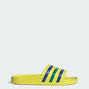 Adidas Men's Adilette Aqua Slides Deal Adidas Men's Adilette Aqua Slides in Bright Yellow, Bold Blue, and Bold Green