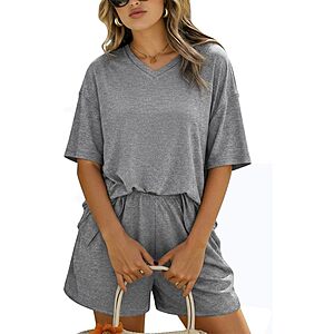 Marvmys Pajama Set Deal Marvmys Women's 2-Piece Short Sleeve V-Neck Pajama Set in various colors