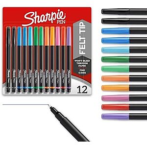 Sharpie Felt Tip Pens Deal 12-count Sharpie Felt Tip Pens on sale at Amazon