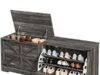 $85.49 – Save Big: 55″ DWVO Farmhouse Shoe Storage Bench w/ 3 Flip Drawers & Flip-Top Lid (Dark Rustic Oak) – Now + Free Shipping DWVO 55" Farmhouse Shoe Storage Bench with flip drawers and flip-top lid in dark rustic oak