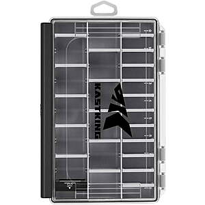 KastKing Tackle Box Deal at Walmart KastKing 3600 Tackle Box black with fishing gear inside