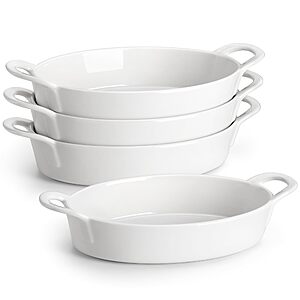 MALACASA Ceramic Casserole Dish Deal on Amazon Four MALACASA Ceramic Oval Small Casserole Baking Dishes in a set