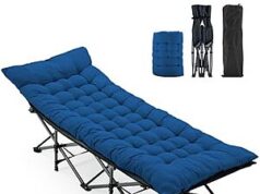 $47.94 – * | OLIXIS 74.4″x28″ Folding Camping Cot w/ Cushion (blue) at Amazon OLIXIS Folding Camping Cot with cushion