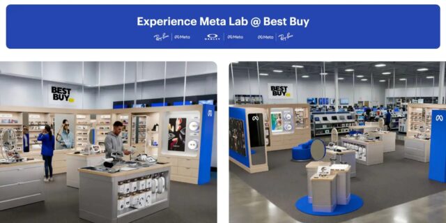 Meta Lab @ Best Buy — Try the Latest AI Glasses and VR Tech People trying AI glasses at Meta Lab in a Best Buy store