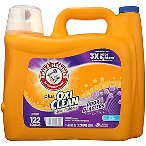 Arm & Hammer Plus OxiClean laundry detergent deal 158.6-Oz Arm & Hammer Plus OxiClean Liquid Laundry Detergent in a pack of 5