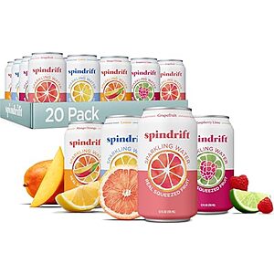 Spindrift Sparkling Water Deal 20-Pack 12-Oz Spindrift Sparkling Water in four flavors