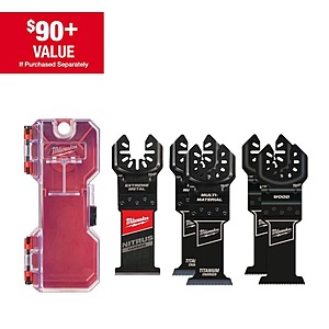 Milwaukee Multi-Tool Oscillating Blade Kit deal Milwaukee Multi-Tool Oscillating Blade Kit with NITRUS and Bi-Metal Blades in use
