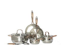 $84.33 – 10-Piece Denmark Stainless Steel Cookware Set w/ Rose Gold Handles at Record Low Price — Wayfair 10-piece Denmark stainless steel cookware set with rose gold handles