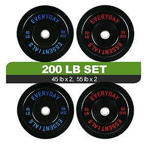 FlexWave Olympic Bumper Plate Deal FlexWave 200LB Olympic Bumper Plate Set on sale at Walmart