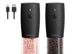$11.99 – 2-Pack Ultrean Electric Salt & Pepper Grinder Set w/ USB-C Rechargeable & LED Light (Black) + Free Shipping w/ Prime or on $35+ 2-Pack Ultrean Electric Salt & Pepper Grinder Set with USB-C and LED Light