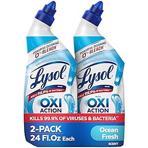 Lysol Toilet Bowl Cleaner Gel Ocean Fresh Deal 2-Pk 24-Oz Lysol Toilet Bowl Cleaner Gel (Ocean Fresh) on Amazon